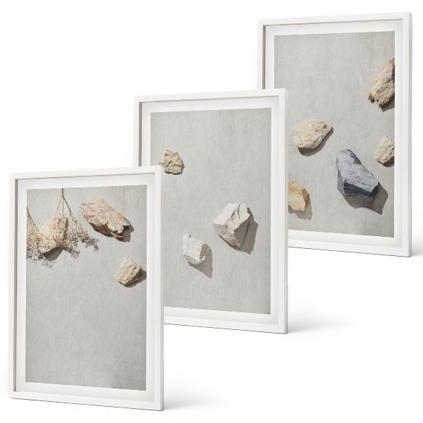 Set di quadri incorniciati Decorazioni da spiaggia in stile boho con pietre