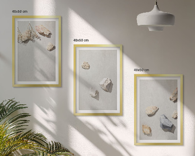 Set di quadri incorniciati Decorazioni da spiaggia in stile boho con pietre