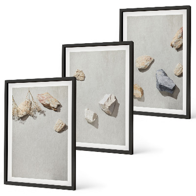 Set di quadri incorniciati Decorazioni da spiaggia in stile boho con pietre