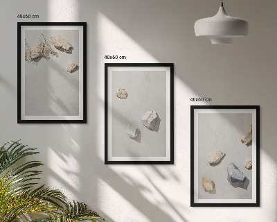 Set di quadri incorniciati Decorazioni da spiaggia in stile boho con pietre
