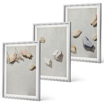 Set di quadri incorniciati Decorazioni da spiaggia in stile boho con pietre