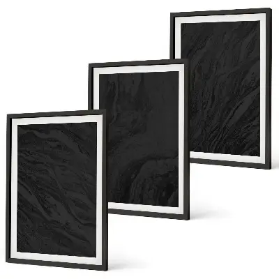 Composizione di quadri con texture eleganti in marmo scuro