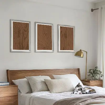 Set di 3 quadri con texture minimalista di corteccia di legno