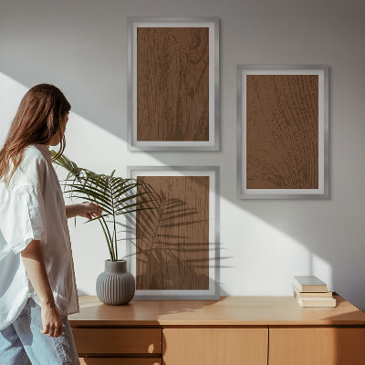 Set di 3 quadri texture del legno corteccia minimalismo