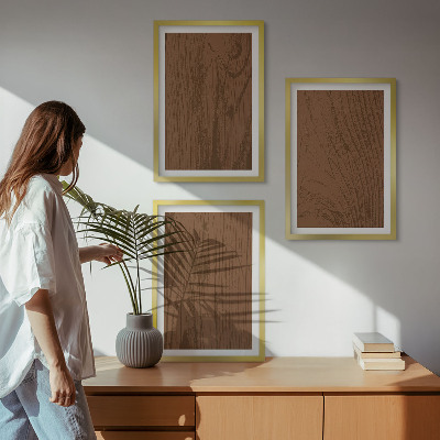 Set di 3 quadri texture del legno corteccia minimalismo