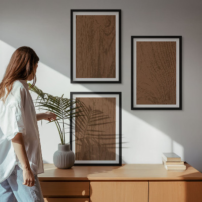 Set di 3 quadri texture del legno corteccia minimalismo