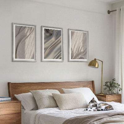 Composizione di quadri Tessuti boho naturali in primo piano