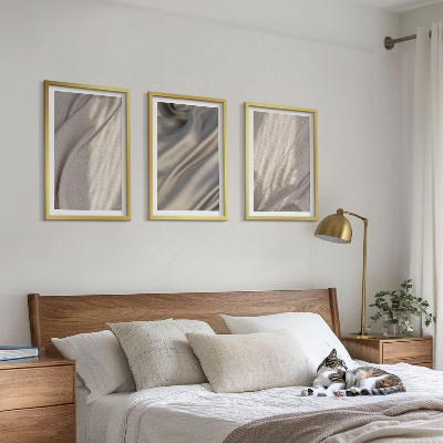 Composizione di quadri Tessuti boho naturali in primo piano