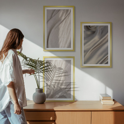 Composizione di quadri Tessuti boho naturali in primo piano