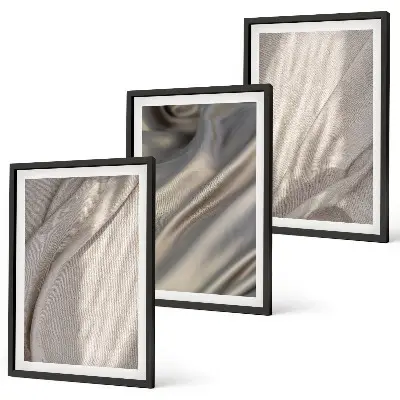 Composizione di quadri con tessuti boho naturali in primo piano