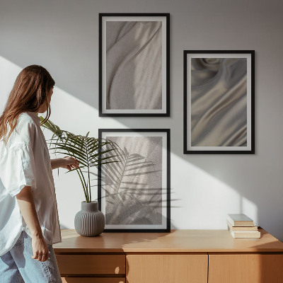 Composizione di quadri Tessuti boho naturali in primo piano