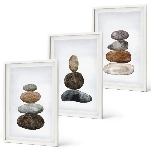 Set di quadri incorniciati con stampa di pietre in stile boho minimalista