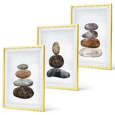 Set di quadri incorniciati con stampa di pietre in stile boho minimalista