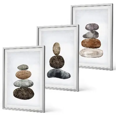 Set di quadri incorniciati con stampa di pietre in stile boho minimalista