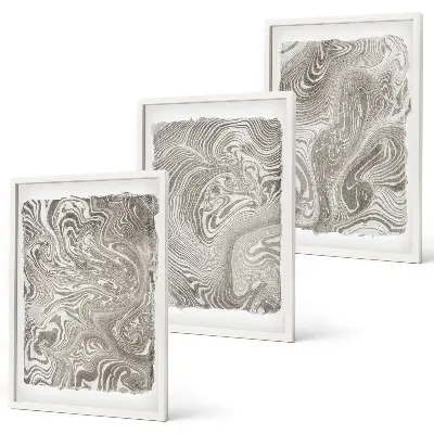 Set di 3 quadri pittura con forme moderne