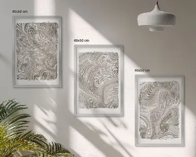 Set di 3 quadri pittura con forme moderne