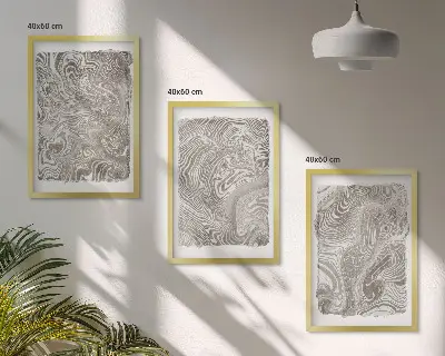 Set di 3 quadri pittura con forme moderne
