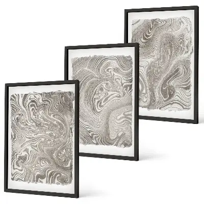 Set di 3 quadri pittura con forme moderne