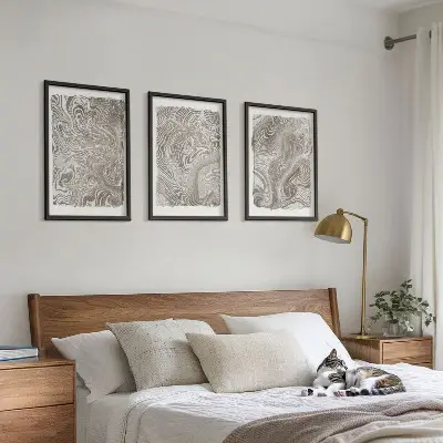 Set di 3 quadri pittura con forme moderne