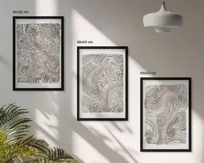 Set di 3 quadri pittura con forme moderne