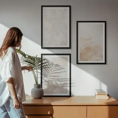 Composizione di quadri con texture pastello alla moda
