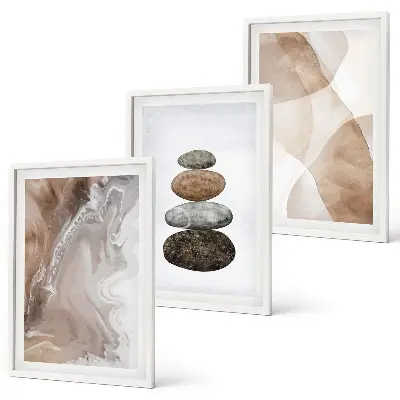 Set di 3 quadri con forme astratte dai colori pastello