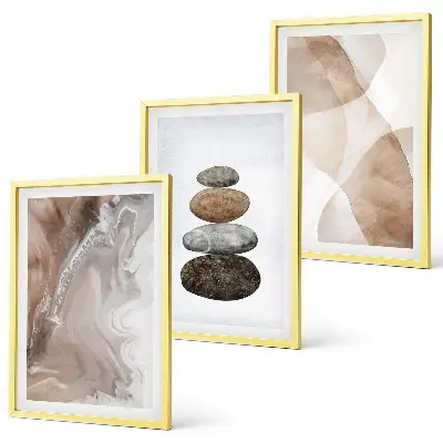 Set di 3 quadri con forme astratte dai colori pastello