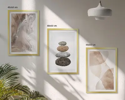 Set di 3 quadri con forme astratte dai colori pastello