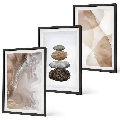 Set di 3 quadri con forme astratte dai colori pastello