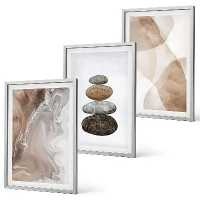 Set di 3 quadri con forme astratte dai colori pastello