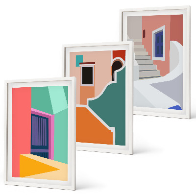 Composizione di quadri Illustrazioni colorate di edifici