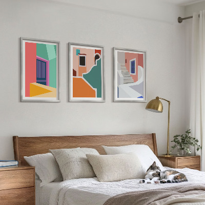 Composizione di quadri Illustrazioni colorate di edifici