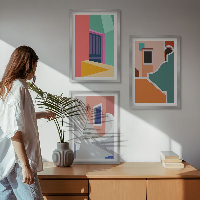 Composizione di quadri Illustrazioni colorate di edifici