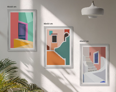 Composizione di quadri Illustrazioni colorate di edifici