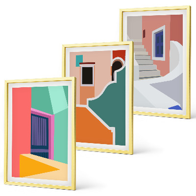 Composizione di quadri Illustrazioni colorate di edifici