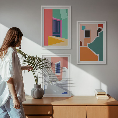 Composizione di quadri Illustrazioni colorate di edifici