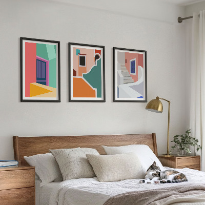 Composizione di quadri Illustrazioni colorate di edifici