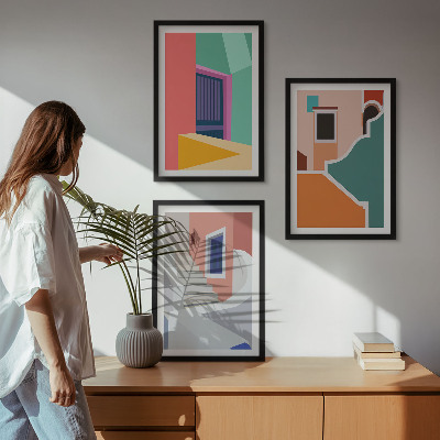 Composizione di quadri Illustrazioni colorate di edifici