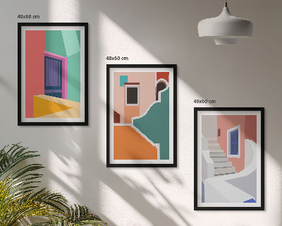 Composizione di quadri Illustrazioni colorate di edifici
