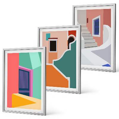 Composizione di quadri Illustrazioni colorate di edifici
