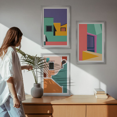 Set di quadri incorniciati Illustrazioni colorate della città
