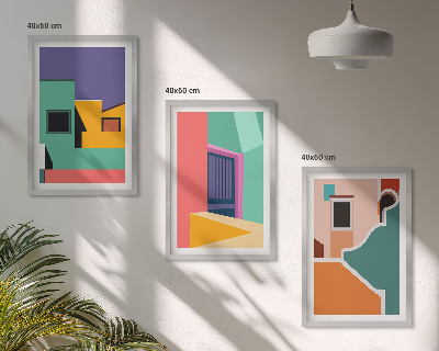 Set di quadri incorniciati Illustrazioni colorate della città