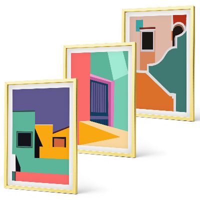 Set di quadri incorniciati Illustrazioni colorate della città