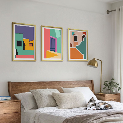 Set di quadri incorniciati Illustrazioni colorate della città
