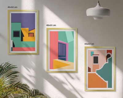 Set di quadri incorniciati Illustrazioni colorate della città