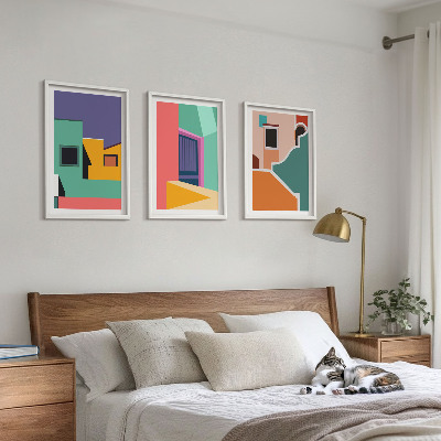 Set di quadri incorniciati Illustrazioni colorate della città