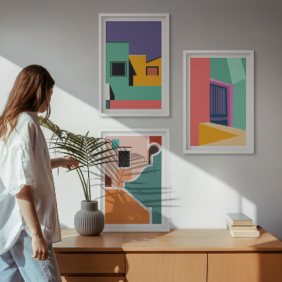 Set di quadri incorniciati Illustrazioni colorate della città