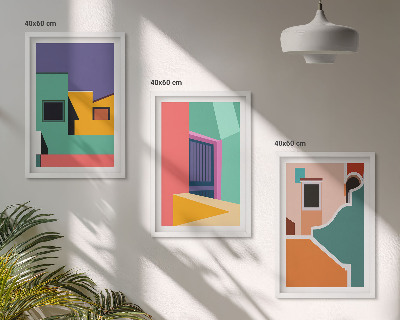 Set di quadri incorniciati Illustrazioni colorate della città