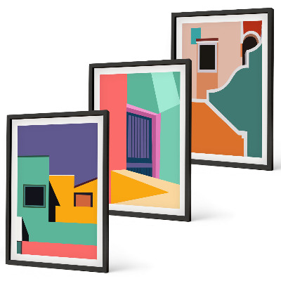 Set di quadri incorniciati Illustrazioni colorate della città