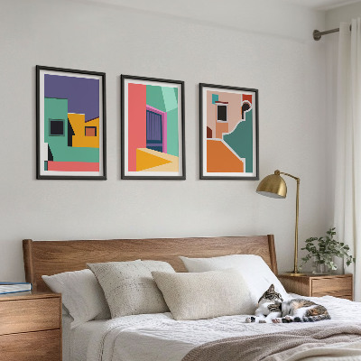 Set di quadri incorniciati Illustrazioni colorate della città